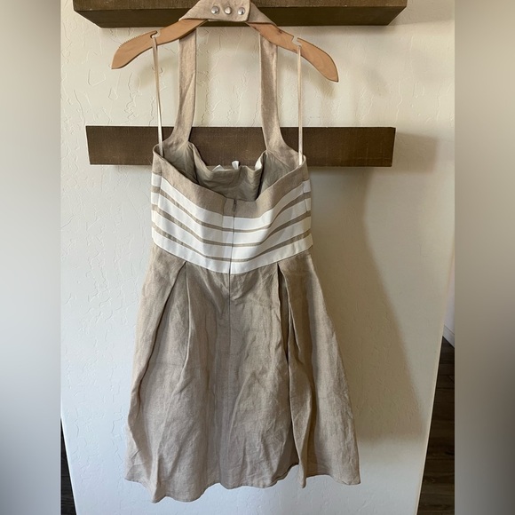 Jessica Simpson|Tan Linen Halter Dress w White Horizontal Stripes, Feminine!••• - Picture 6 of 16